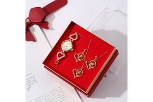 Wholesale Women Gold Watch Earrings Necklace Jewelry Gift Set Luxury Quartz Valentine Mother Day Birthday Anniversary