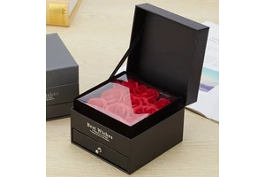 Valentines Day 9 Forever Artificial Roses Preserved Flowers with I Love You Necklace in Jewelry Box for Women