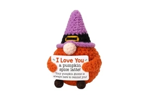 Handmade Crochet Pumpkin Gnome Gifts Autumn Halloween Basket Romantic Thanksgiving Gift for Friends for Wife Husband Couple