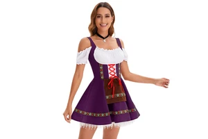 Wholesale Costume Women German Beer Festival Lace up Short Dress Oktoberfest Stage Event Wear Plus Size Color Options