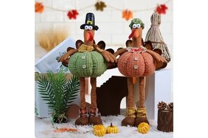 XD-404 Harvest Season Thanksgiving Retractable Turkey Doll Handmade Gnome Toys Fast Delivery