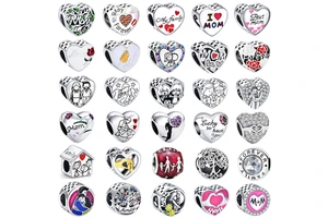 Mother's Day Gift 925 Sterling Silver Fashion Jewelry Heart Bead Charm for 3mm Original Bracelet Necklace Chain Not Allergic