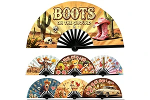 Custom Logo 33cm Raving Colourful Clack Fans Large Folding Hand Held Fans For Wedding And Dancing