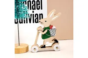 Easter Party Wooden Decorations Cute Back Rabbit Easter Gift Little Rabbit Animal Decoration Wooden Crafts