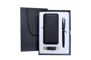 Father's Day 2026 Wholesales New Trendy Powerbank with USB Flash Drive and Pen Corporate Business Gift Set for Men Presents