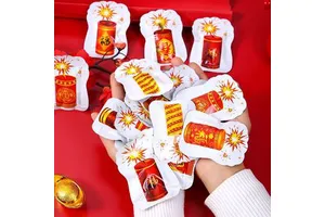 New Year Firecracker Simulation Toy Plastic LED Light Up Party Supplies Chinese New Year Decorative Prank Gift