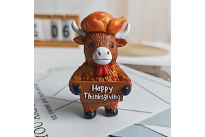 Thanksgiving Resin Cow Figurine - Holiday Decor - Custom OEM
