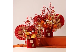 Wholesale Artificial Lunar New Year Flower Bouquet 2025 Chinese New Year Table Decor Vietnamese New Year Flower Dome for Gifts