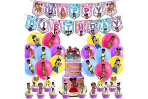 Gracie's Corner Music Theme Birthday Party Supplies Set Latex Balloon Banner & Cupcake Toppers for Baby Girl Graduation Gifts