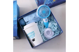 Father's Day & Wedding Favor Creative Fresh Plastic Umbrella and Fan Gift Set for Party Gatherings