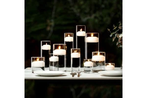 Glass Cup-Shaped Floating Smokeless Candle Holder for Valentine's Day Romantic Candlelight Dinner Birthday Party Hotel Wedding