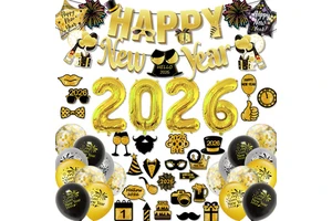 2026 New Year-themed Party Decoration - New Year's Eve Banner, New Year's Countdown Photo Props, Balloon Sets