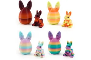 3D Printed Easter Eggs with Rabbit Funny Surprise Gifts for Easter Basket Festive Home Decor Unique Collectible Desktop Ornament