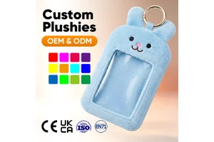Cute Bunny Shape Super Soft Plush Embroidered Photocard Holder With PP Cotton Filling