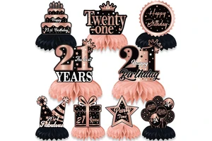 Birthday Decorations for Women Men 10th 16th 21st 30th 40th 50th 60th 70th Birthday Party Centerpieces for Tables Honeycomb