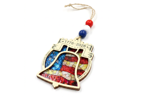 Custom Eco-Friendly USA 250th Liberty Bell Ornament | 3D Wood & Clear Acrylic 1776-2026 Patriotic Decor | Wholesale Souvenir