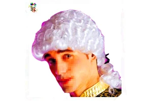 Venetian Masquerade Party Costume White Color Marquis Mens Carnival Synthetic Wigs HPC-1317