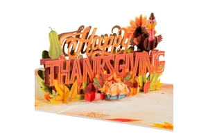 Happy Thanksgiving 3D Pop-Up Greeting Card With Turkey And Autumn Elements Paper Craft Festival Card