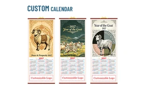 2027 Wall Scoroll Calendar Chinese Scroll Calendar Goat Year Custom Loog Supplier Promotional Gift for Business Promotion