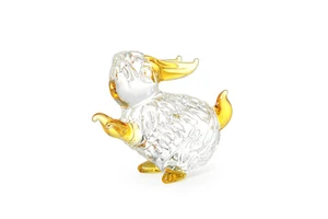 Handmade Polished Yellow Crystal Rabbit Figurine Collectible Eco-Friendly Art Zodiac Animal Print Statue Spring Easter Ornament