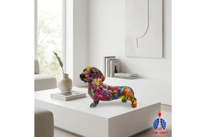 Custom Resin Animal Figurines Water Transfer Printing Process Modern Hand-painted Dog Table Decorations For Easter Festivals