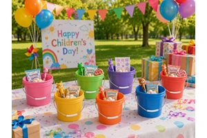 Mini Plastic Favor Bucket with Lid and Handle, 0.5L PP Pail for Children Party Candy Gift Packaging Wholesale Supplier