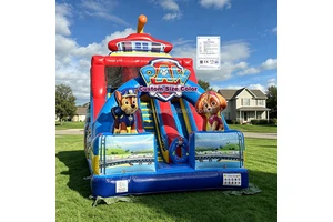 Commercial Inflatable Cartoon Bounce House Slide Combo Inflatable Dog Dual Lane Inflatable Slides With Blower For Birthday Party