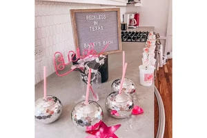 Disco Ball Cup With Straw Cocktail Drink Cup Bachelorette Hen Party Supplies Nightclub Bar Party Drink Wine Glass Birthday Decor