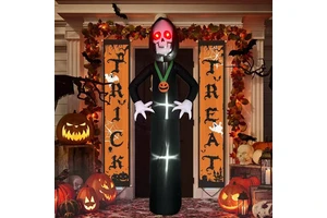 Best Products Giant 12ft 12 Foot Halloween 2023 Inflatable RED EYES Ghost Skeleton PUMPKIN Decorations Blow up Party