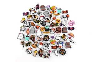 Trending Products Halloween Spooky Shoe Charms Pvc Cartoon Skull Pumpkin Halloween Series Shoe Buckle Charms Accessories 2025