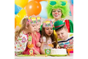 Kids Birthday Crowns for Classroom Adjustable Cute Happy Birthday Hats Colorful Paper Birthday Crown for Kids