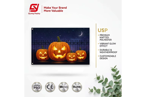 Customized 3x5ft Halloween Flag Durable 100D Fabric Vibrant Colors Spooky Bat Theme Party Decoration Outdoor Banner
