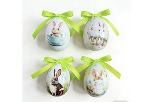 Shunyuan High Quality 4Pcs Handmade Full Color Christmas Bunny Ornaments Cute Foam Egg-Shaped Hanging Decorations for Christmas