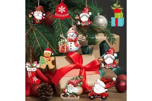High Quality UV Printed Wooden Santa Claus Hanging Decoration Pendant for Christmas Home and Party Use