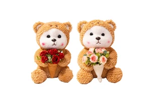 Custom Couple Teddy Bear Plush Toy Soft Stuffed Animal Love Bear Valentine's Day Gift OEM ODM Manufacturer