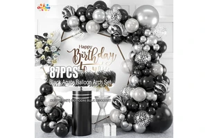 Wholesale 87Pcs Black Onyx Balloon Garland Kit Luxury Black Gold Disposable Soft Balloon Arch Wedding Birthday Party Decoration