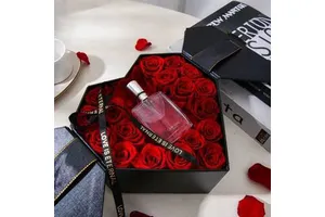 Preserved Rose Heart Hug Bucket Eternal Dried Flowers Gift Box LED Light Perfume Decor Valentine's Day Wedding Anniversary