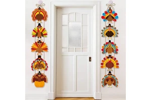 Autumn Harvest Thanksgiving Door Hanging Banner Turkey Tableware & Table Decoration for Birthday Parties