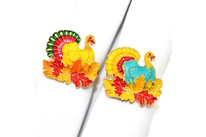 Wholesale of Thanksgiving napkin rings, maple leaf turkey and alloy for hotel tables