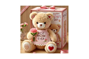 Custom Mother's Day Plush Teddy Bear with Bouquet Personalized Mother's Day Stuffed Animal Gift for Mom