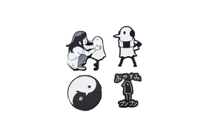 Black White Cartoon Card Creative Use Simple Goodnight Man Headphone Corsage Clothing Fairy Metal Brooches for New Year Holiday