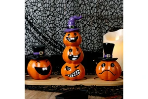 New Arrival Halloween Decorations Smiling Face Scary Pumpkin Resin Ghost Festival Home Party Ornaments