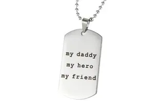 Father's Day Gift for Daddy Silver Crafted Engraved My Daddy My Hero My Friend Pendant Necklace Family Jewelry