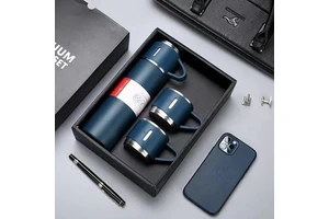 Custom Logo Luxury Corporate Business Gift Box Set Includes Thermos Vacuum Flask Stainless Steel Water Bottle and 2 Cups