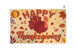 Thanksgiving Flag 3X5Ft Thanksgiving Holiday Turkey Home Decor Flag Banner With Brass Grommets for Yard Porch Outdoor Decor