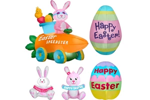 Easter Resurrection Scene Accessories Outdoor LED Light Rabbit Egg Basket Easter Gift Ideas Inflatable Bunny Easter Decoration