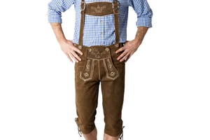 Oktoberfest Lightweight Suede Leather Lederhosen Men Bavarian German Festival Outfits Breathable Windproof Summer Mid