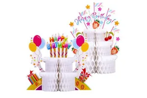 Birthday Cake Honeycomb Centerpiece Birthday Party Supplies Colorful Table Honeycomb Decor for Kids Happy Birthday Decorations