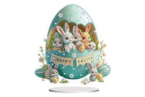 High Quality DIY Easter Rabbit Diamond Painting Desk Ornament Acrylic Home Decor Diamond Painting Tabletop Ornament for Easter