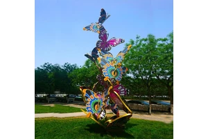 Colorful Butterfly Motif Metal Sculpture for Outdoor Landscape Christmas Decorative Theme Lights Product Category